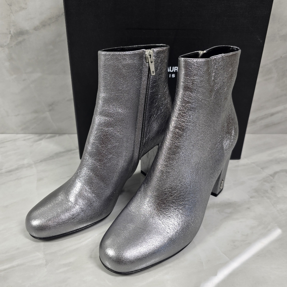 Yves Saint Laurent Silver Ankle Boots
